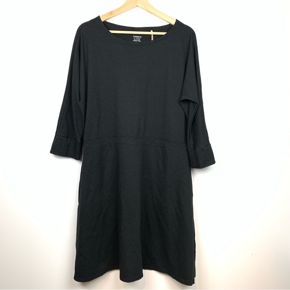 Toad & Co Mizdress Dress Long Sleeves Heathered Black Sz XL Organic Cotton